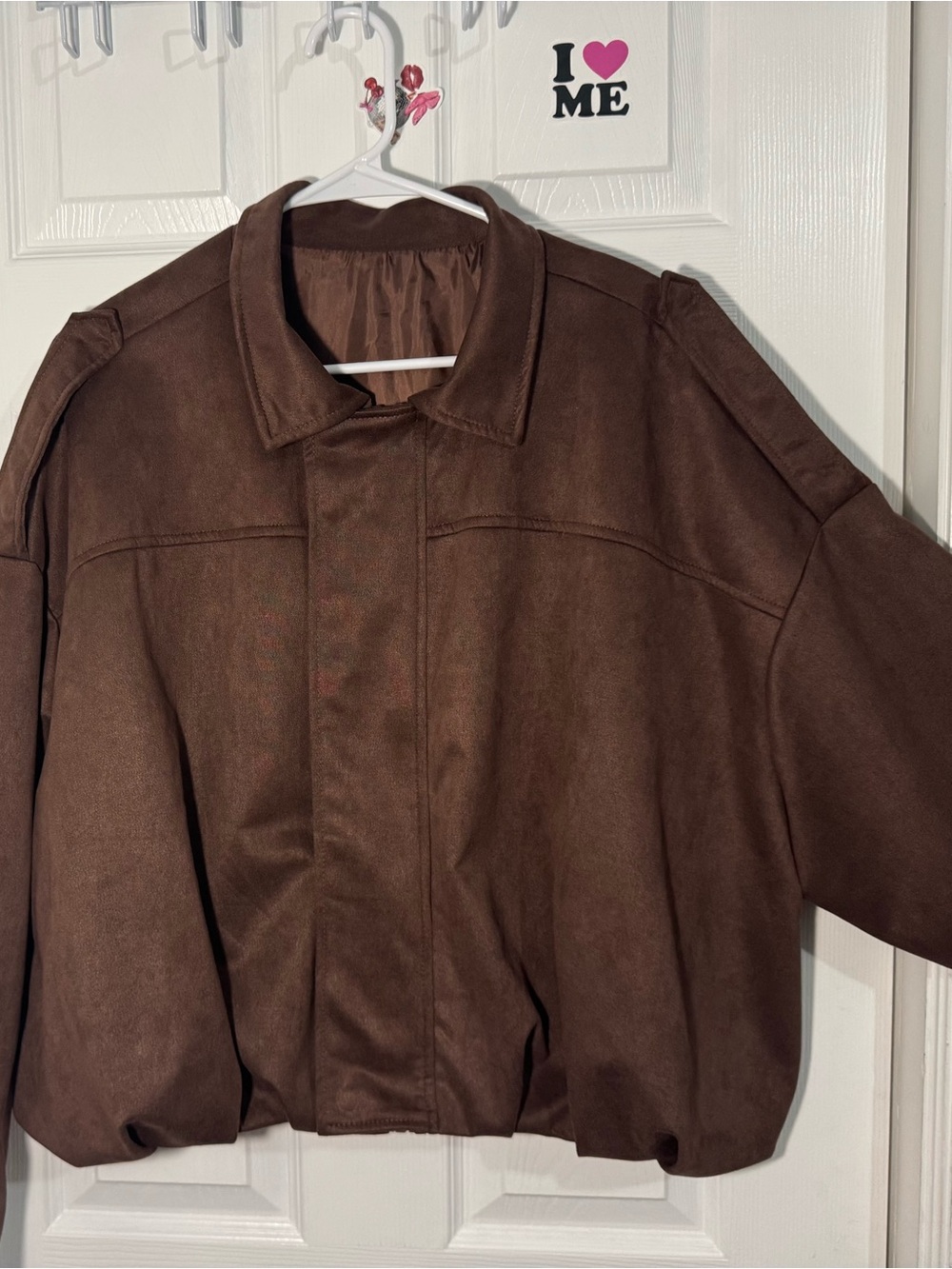 Women’s Brown Bomber Jacket - Classic Casual Coat - Picture 3 of 4